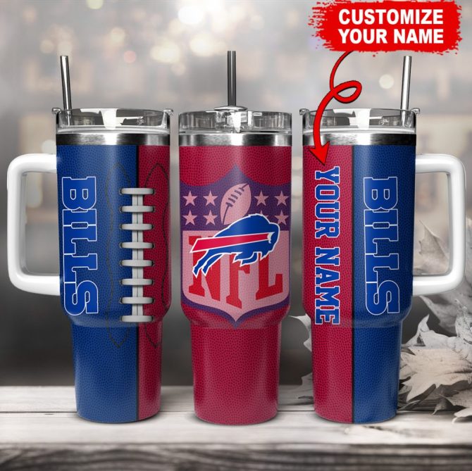 Buffalo Bills Nfl Custom Stanley Quencher 40Oz Stainless Steel Tumbler With Handle