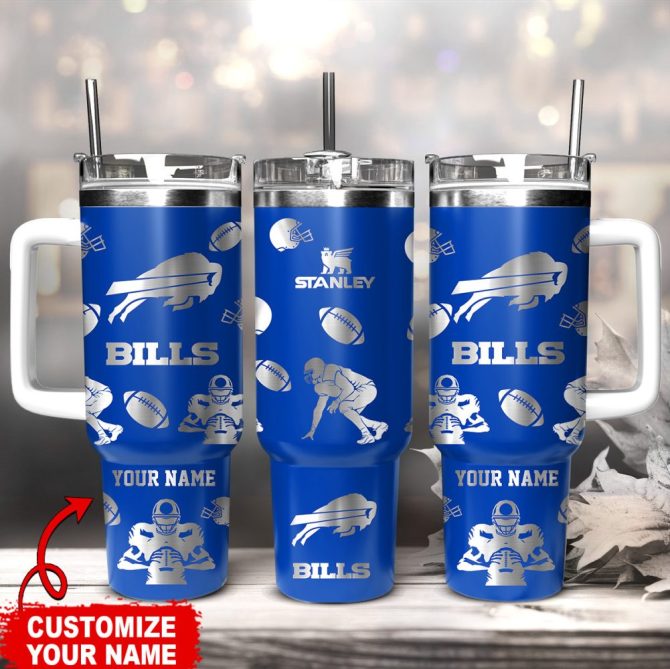 Buffalo Bills Nfl Custom Stanley Quencher 40Oz Stainless Steel Tumbler With Handle