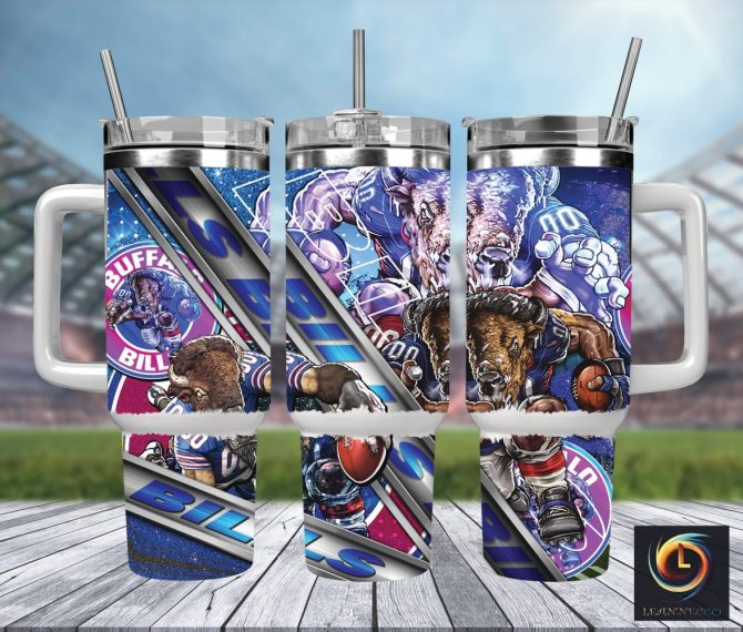 Buffalo Bills Nfl Mascot Custom Stanley Quencher 40Oz Stainless Steel Tumbler With Handle