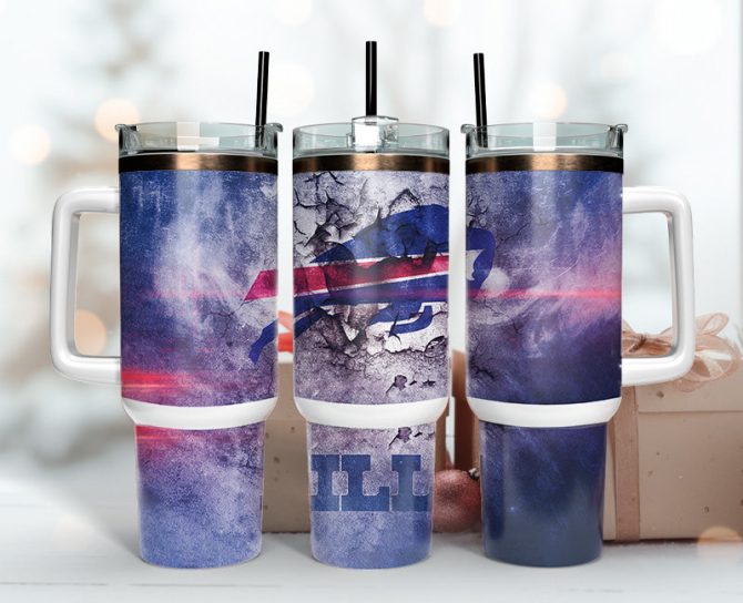 Buffalo Bills Nfl Custom Stanley Quencher 40Oz Stainless Steel Tumbler With Handle