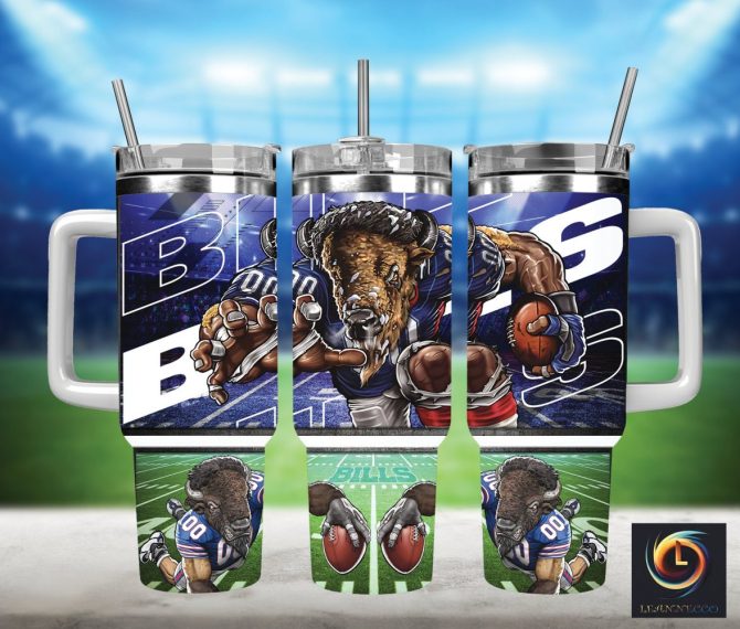 Buffalo Bills Nfl Mascot Custom Stanley Quencher 40Oz Stainless Steel Tumbler With Handle