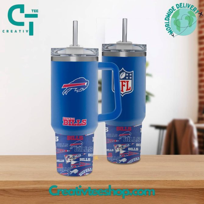 Buffalo Bills Nfl Custom Stanley Quencher 40Oz Stainless Steel Tumbler With Handle