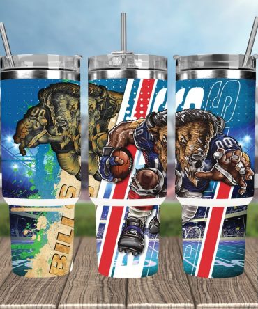 Buffalo Bills Nfl Mascot Custom Stanley Quencher 40Oz Stainless Steel Tumbler With Handle