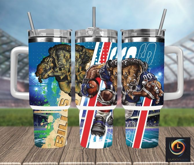 Buffalo Bills Nfl Mascot Custom Stanley Quencher 40Oz Stainless Steel Tumbler With Handle