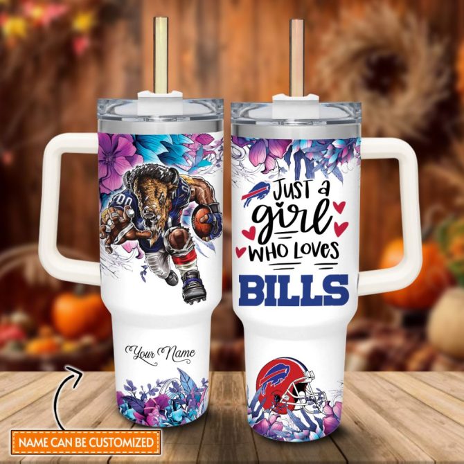 Buffalo Bills Nfl Custom Stanley Quencher 40Oz Stainless Steel Tumbler With Handle