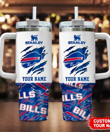 Buffalo Bills Nfl Custom Stanley Quencher 40Oz Stainless Steel Tumbler With Handle