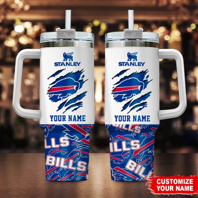 Buffalo Bills Nfl Custom Stanley Quencher 40Oz Stainless Steel Tumbler With Handle