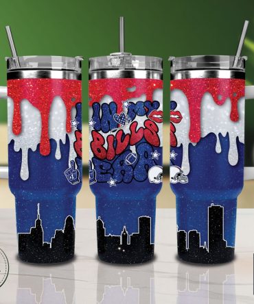Buffalo Bills Nfl Glitter Custom Stanley Quencher 40Oz Stainless Steel Tumbler With Handle
