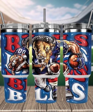 Buffalo Bills Nfl Mascot Custom Stanley Quencher 40Oz Stainless Steel Tumbler With Handle