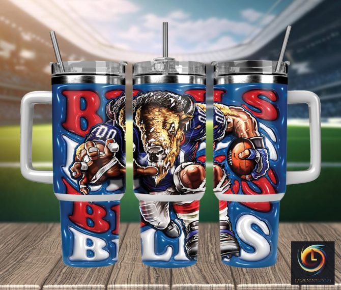 Buffalo Bills Nfl Mascot Custom Stanley Quencher 40Oz Stainless Steel Tumbler With Handle