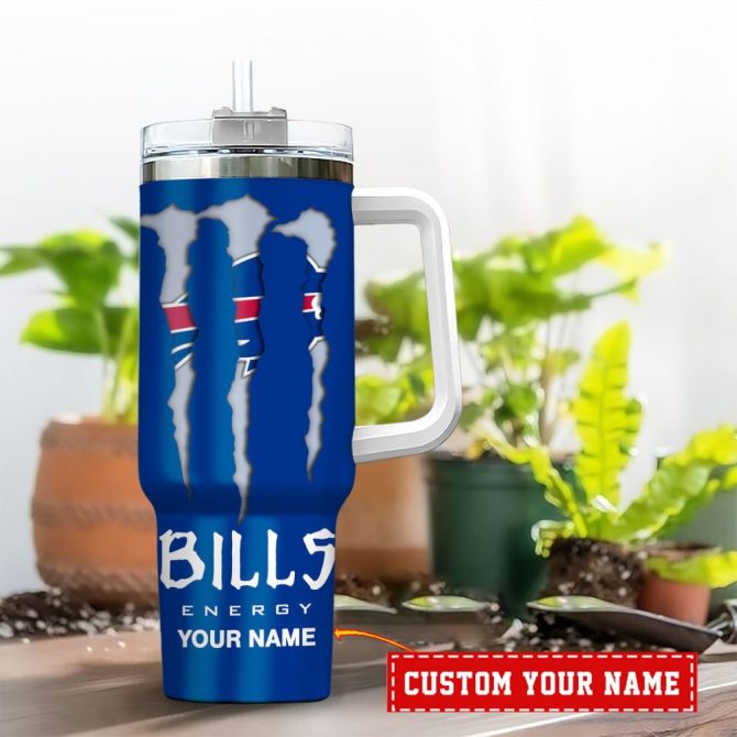 Buffalo Bills Nfl Energy Nutrition Facts Custom Stanley Quencher 40Oz Stainless Steel Tumbler With Handle - Image 2