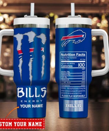 Buffalo Bills Nfl Energy Nutrition Facts Custom Stanley Quencher 40Oz Stainless Steel Tumbler With Handle