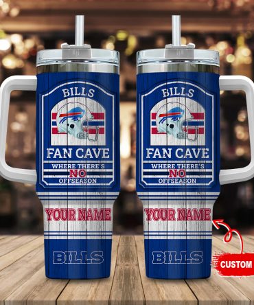 Buffalo Bills Nfl Fan Cave Custom Stanley Quencher 40Oz Stainless Steel Tumbler With Handle