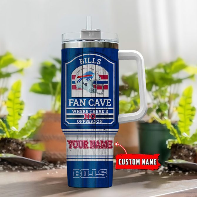 Buffalo Bills Nfl Fan Cave Custom Stanley Quencher 40Oz Stainless Steel Tumbler With Handle - Image 2