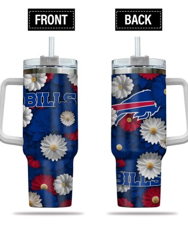 Buffalo Bills Nfl Flowers Custom Stanley Quencher 40Oz Stainless Steel Tumbler With Handle