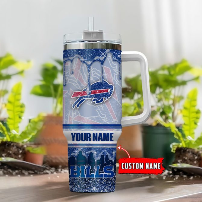 Buffalo Bills Nfl Glitter Custom Stanley Quencher 40Oz Stainless Steel Tumbler With Handle - Image 2