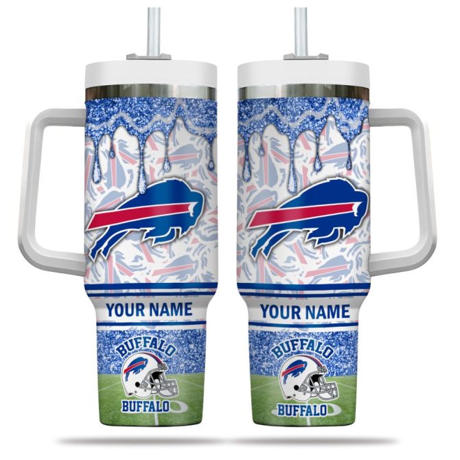 Buffalo Bills Nfl Glitter Custom Stanley Quencher 40Oz Stainless Steel Tumbler With Handle - Image 2