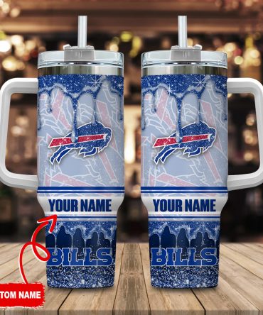 Buffalo Bills Nfl Glitter Custom Stanley Quencher 40Oz Stainless Steel Tumbler With Handle
