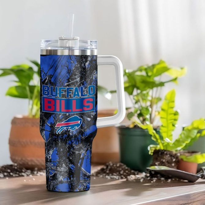 Buffalo Bills Nfl Hunting Custom Stanley Quencher 40Oz Stainless Steel Tumbler With Handle - Image 4