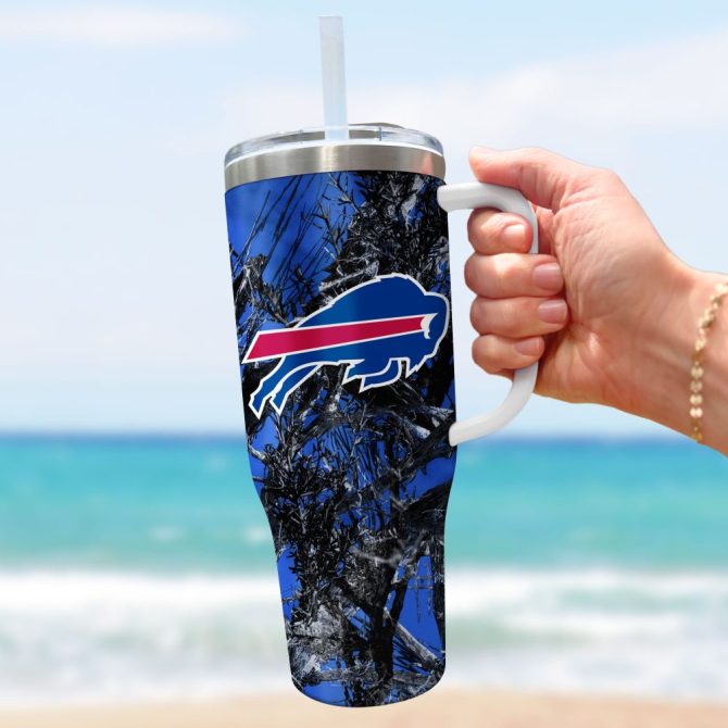 Buffalo Bills Nfl Hunting Custom Stanley Quencher 40Oz Stainless Steel Tumbler With Handle - Image 3