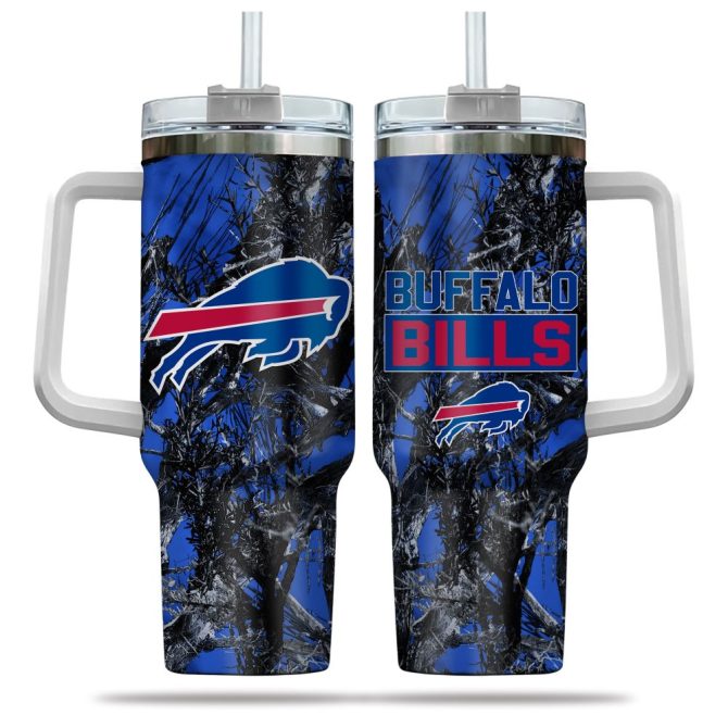 Buffalo Bills Nfl Hunting Custom Stanley Quencher 40Oz Stainless Steel Tumbler With Handle