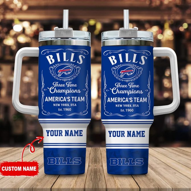Buffalo Bills Nfl Custom Stanley Quencher 40Oz Stainless Steel Tumbler With Handle