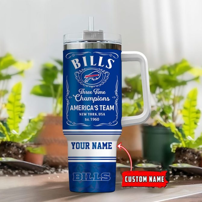 Buffalo Bills Nfl Custom Stanley Quencher 40Oz Stainless Steel Tumbler With Handle - Image 2