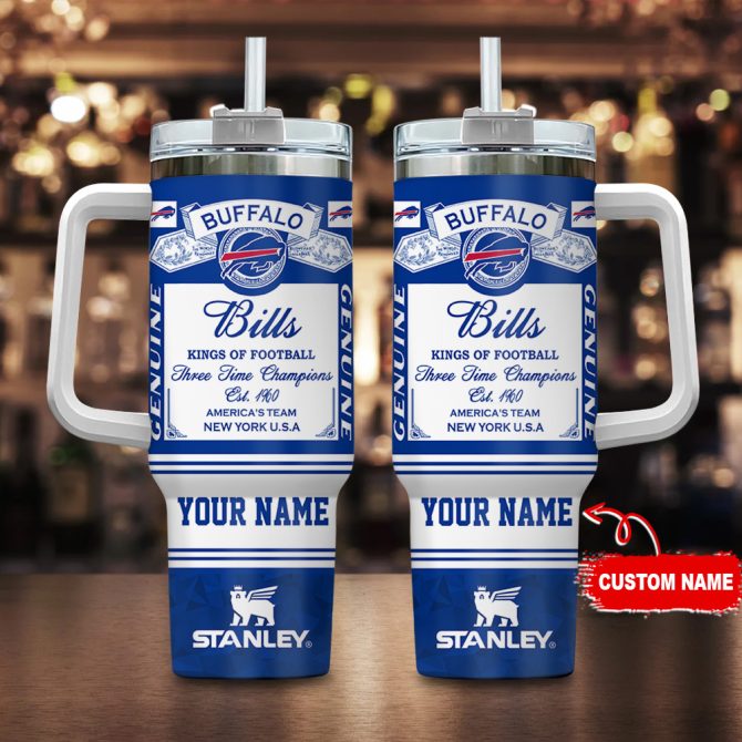 Buffalo Bills Nfl Kings Of Football Custom Stanley Quencher 40Oz Stainless Steel Tumbler With Handle