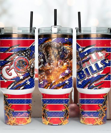 Buffalo Bills Nfl Mascot Custom Stanley Quencher 40Oz Stainless Steel Tumbler With Handle
