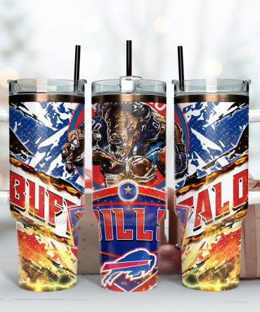 Buffalo Bills Nfl Mascot Custom Stanley Quencher 40Oz Stainless Steel Tumbler With Handle