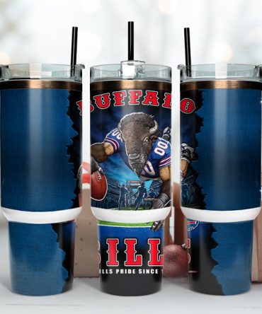 Buffalo Bills Nfl Mascot Custom Stanley Quencher 40Oz Stainless Steel Tumbler With Handle