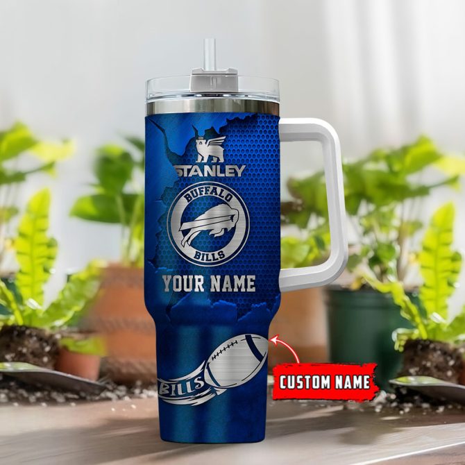 Buffalo Bills Nfl Metal Style Custom Stanley Quencher 40Oz Stainless Steel Tumbler With Handle - Image 2