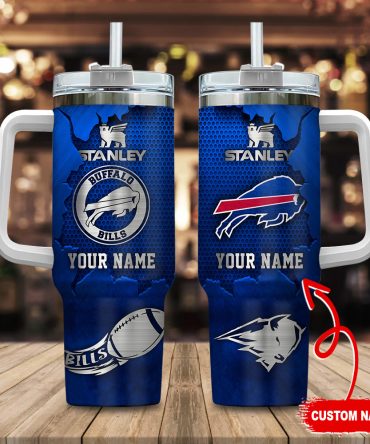 Buffalo Bills Nfl Metal Style Custom Stanley Quencher 40Oz Stainless Steel Tumbler With Handle