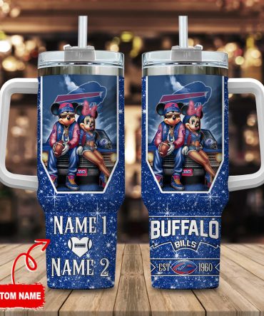 Buffalo Bills Nfl Mickey And Minnie Couple Custom Stanley Quencher 40Oz Stainless Steel Tumbler With Handle