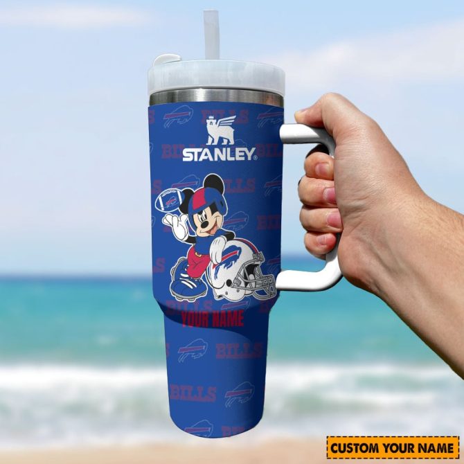 Buffalo Bills Nfl Mickey Mouse Custom Stanley Quencher 40Oz Stainless Steel Tumbler With Handle - Image 3