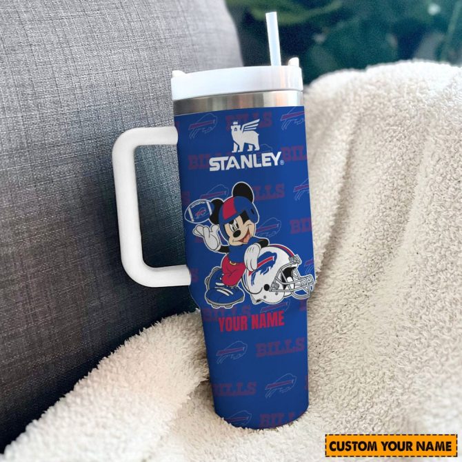 Buffalo Bills Nfl Mickey Mouse Custom Stanley Quencher 40Oz Stainless Steel Tumbler With Handle - Image 2