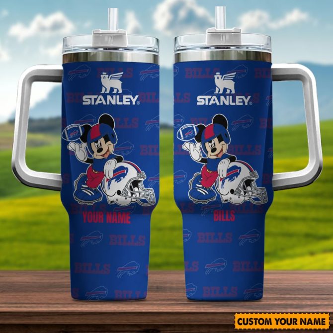 Buffalo Bills Nfl Mickey Mouse Custom Stanley Quencher 40Oz Stainless Steel Tumbler With Handle