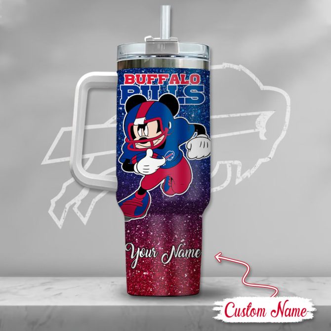Buffalo Bills Nfl Mickey Mouse Glitter Custom Stanley Quencher 40Oz Stainless Steel Tumbler With Handle - Image 3