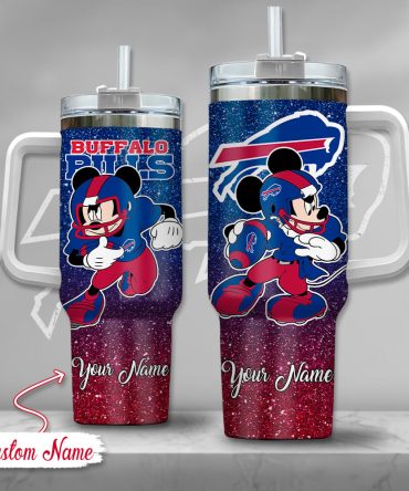 Buffalo Bills Nfl Mickey Mouse Glitter Custom Stanley Quencher 40Oz Stainless Steel Tumbler With Handle