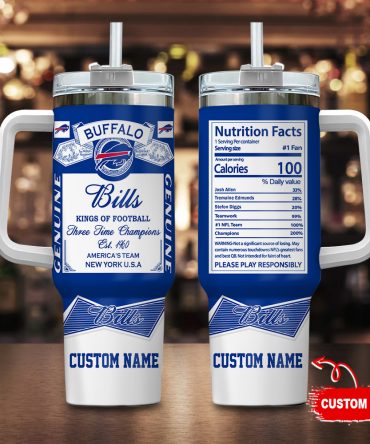 Buffalo Bills Nfl Nutrition Facts Custom Stanley Quencher 40Oz Stainless Steel Tumbler With Handle