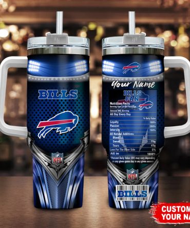 Buffalo Bills Nfl Nutrition Facts Custom Stanley Quencher 40Oz Stainless Steel Tumbler With Handle