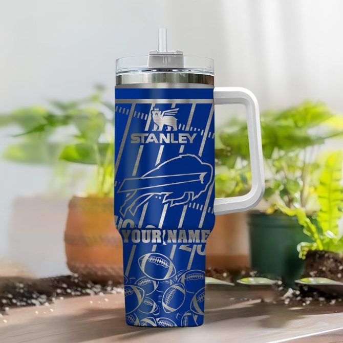 Buffalo Bills Nfl Silver Custom Stanley Quencher 40Oz Stainless Steel Tumbler With Handle - Image 2