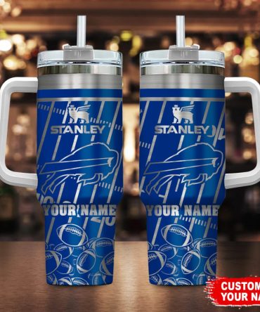 Buffalo Bills Nfl Silver Custom Stanley Quencher 40Oz Stainless Steel Tumbler With Handle