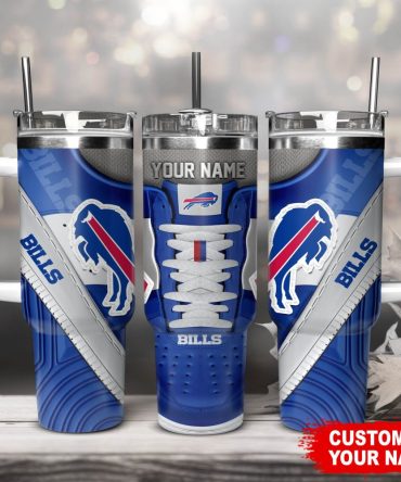 Buffalo Bills Nfl Sneaker Custom Stanley Quencher 40Oz Stainless Steel Tumbler With Handle