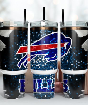 Buffalo Bills Nfl Stained Glass Effect Custom Stanley Quencher 40Oz Stainless Steel Tumbler With Handle