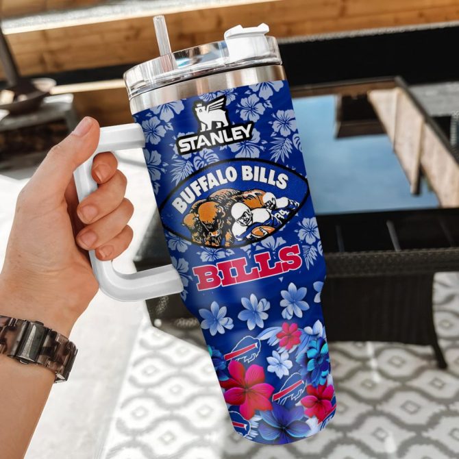 Buffalo Bills Nfl Tropical Floral Custom Stanley Quencher 40Oz Stainless Steel - Image 3
