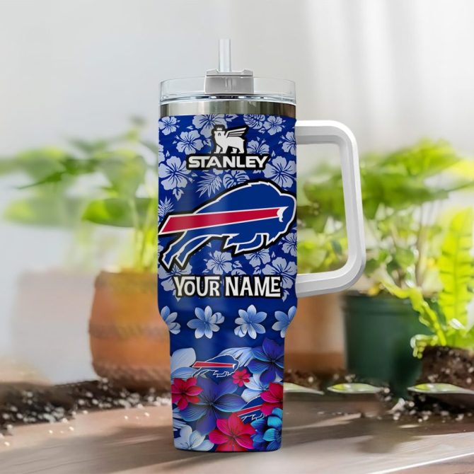 Buffalo Bills Nfl Tropical Floral Custom Stanley Quencher 40Oz Stainless Steel - Image 2