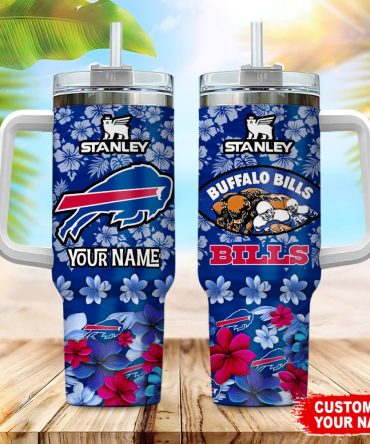 Buffalo Bills Nfl Tropical Floral Custom Stanley Quencher 40Oz Stainless Steel