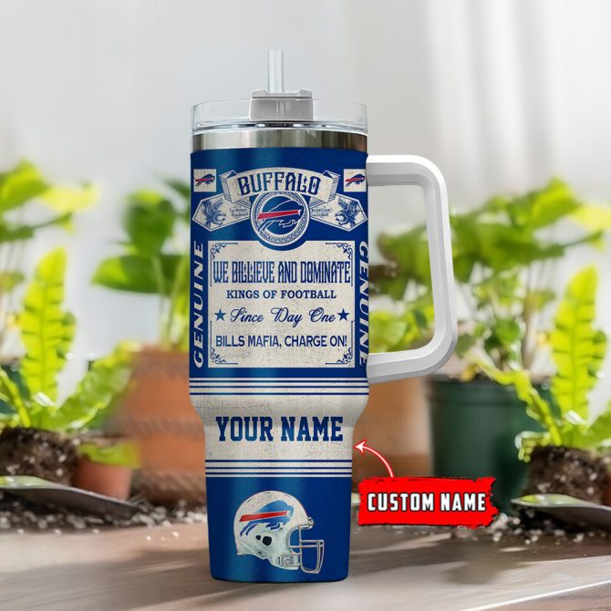 Buffalo Bills Nfl Vintage Kings Of Football Custom Stanley Quencher 40Oz Stainless Steel Tumbler With Handle - Image 2