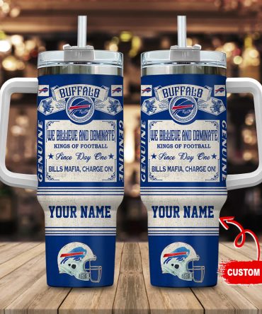 Buffalo Bills Nfl Vintage Kings Of Football Custom Stanley Quencher 40Oz Stainless Steel Tumbler With Handle